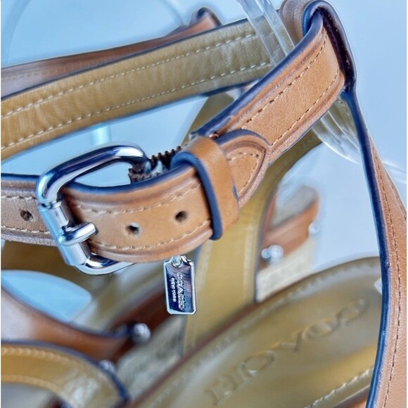 Coach Darcy Strappy Studded Espadrille Wedge Sandals A01954 Saddle New Size 11 - Picture 6 of 11